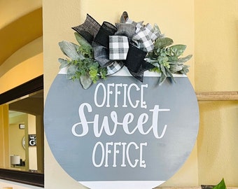 Office Door Decor, Office Door Sign, Office Farmhouse Hanger, Office Wall Wreath