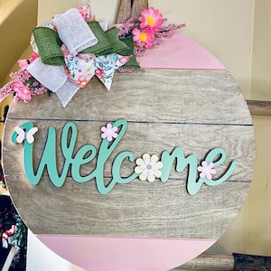 Spring Front Door Decor, Spring Welcome Wreath, Spring Front Door Decor, Welcome Door Sign, Front Door Wreath