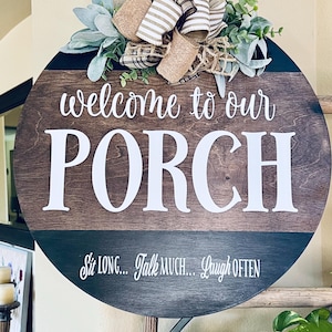 Welcome Front Door Decor, Porch Front Door Sign, Farmhouse Welcome Wreath, Welcome Porch Hanger Housewarming Gift