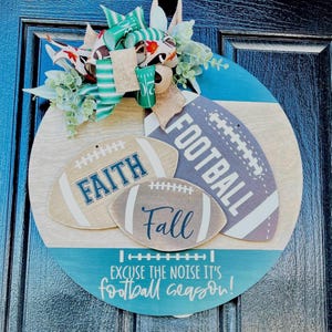 Front Door Decor, Fall, Family, Faith, Football Door Hanger, Fall Welcome Sign, Football Door Wreath, Faith and Football Door Sign