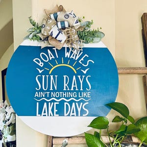 Lake Front Door Decor, Lake Front Door Sign, Lake Front Door Hanger, Nautical Front Door Wreath, Summer Lake Door Sign