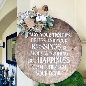 Front Door Decor, Blessings Door Sign, Christian Door Hanger, Scripture Door Wreath, Welcome Door Sign