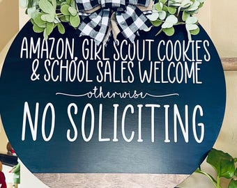 Front Door Decor, Funny No Soliciting Door Sign, Funny Door Hanger, Farmhouse Door Wreath