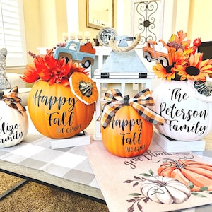 Personalized Pumpkins, Fall Faux Pumpkins, Last Name Pumpkins, Porch Pumpkins, Fall Decor, Small Custom Pumpkin