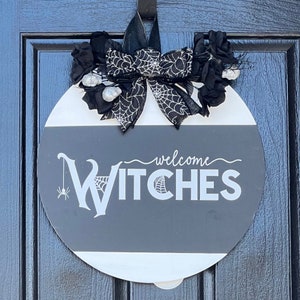 Halloween Door Decor, Welcome Door Sign, Halloween Door Hanger, Welcome Witches Door Sign, Halloween Door Wreath, October Door Sign