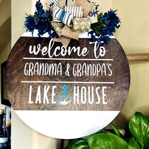 Front Door Decor, Grandparents Door Hanger, Welcome To Our Lake House, Grandparent Door Sign, Grandparents Lake House Wreath