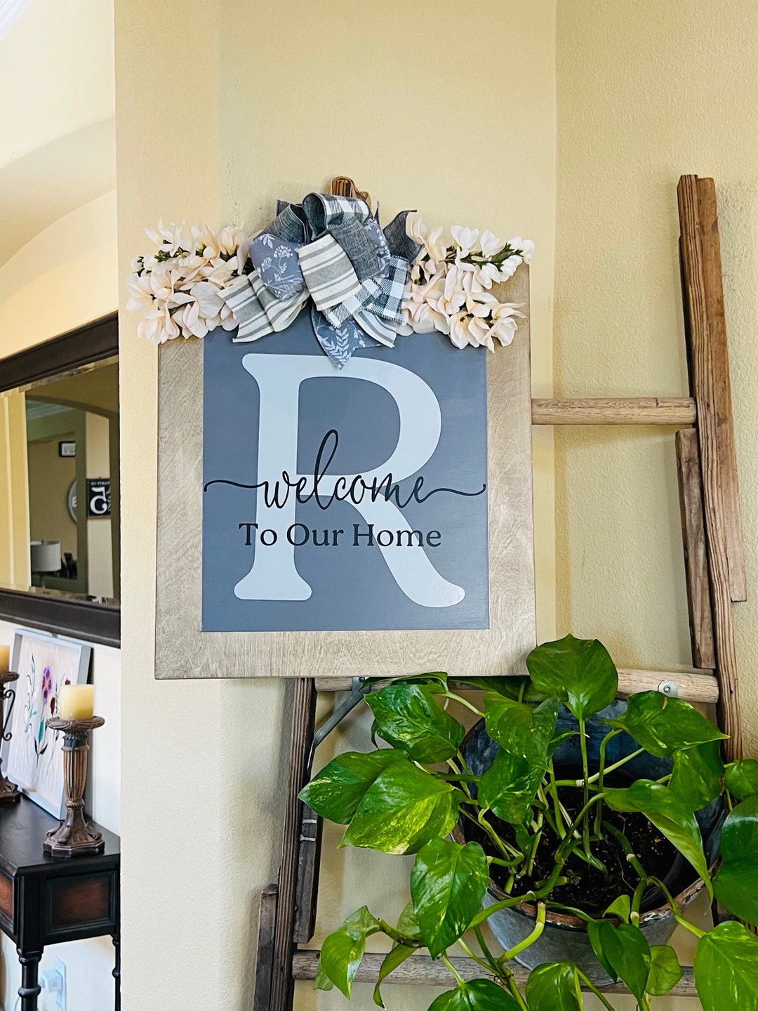 Monogram Front Door Sign Welcome Door Decor Family Name - Etsy