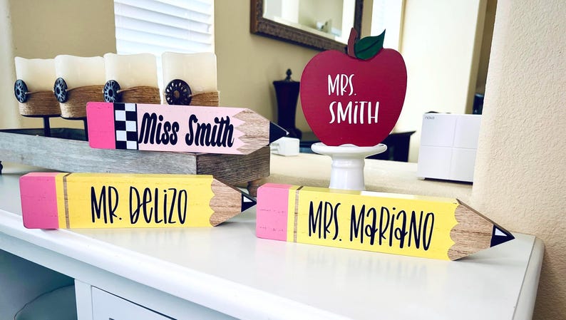 Personalized Teacher Pencil, Teacher Gift, Classroom Personalized Decor, Teacher Name Plate, Teacher Appreciation image 2