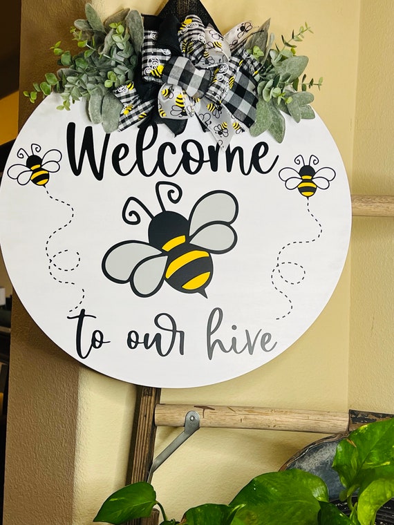 Cute as a Bee Door Wreath - Honeybee Welcome Colorful Summer