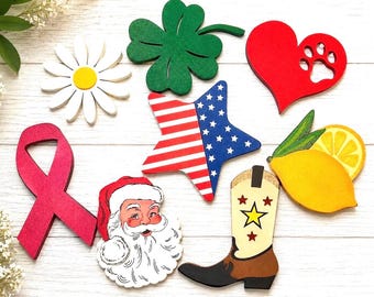 Extra Attachments For interchangeable Sign, Wood Attachments For Door Wreath, Seasonal Wood Changeable Pieces For Sign
