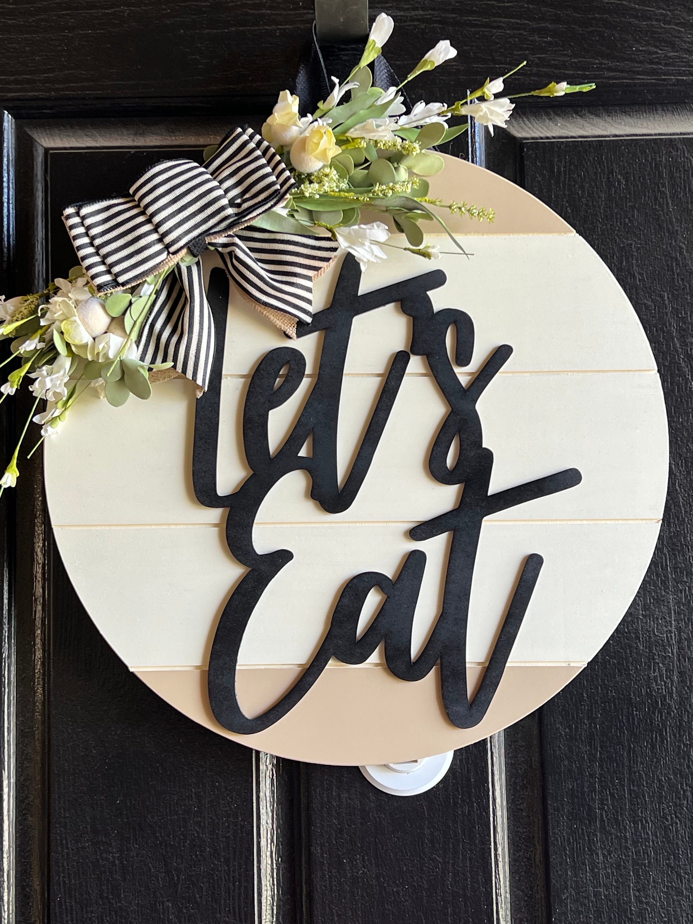 Kitchen Farmhouse Sign, Round Kitchen Hanger, Lets Eat Sign, Kitchen ...