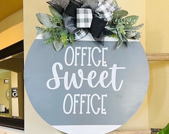 Office Door Decor, Office Door Sign, Office Farmhouse Hanger, Office Wall Wreath