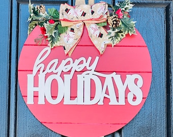 Christmas Front Door Decor, Happy Holidays, Christmas Wreath, Christmas Decor, Christmas Sign, Holiday Door Wreath