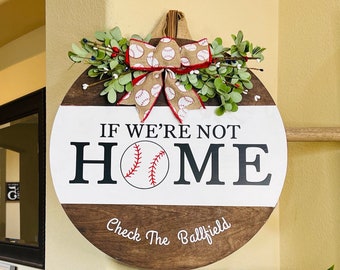 Front Door Decor, Baseball Welcome Sign, Front Door Wreath, Baseball Door Hanger, Year Round Door Sign