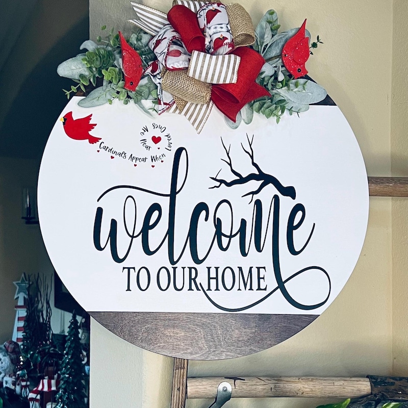 Cardinal Note Welcom Cardinal Welcome Sign - Etsy