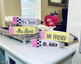 Personalized Teacher Pencil, Teacher Gift, Classroom Personalized Decor, Teacher Name Plate, Teacher Appreciation
