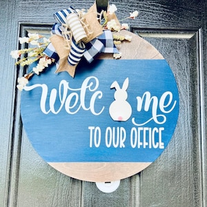 Interchangeable Sign For Office, Seasonal Door Hanger, Office Door Sign, Name Door Sign, Client Gift, Office Wreath