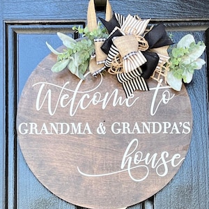 Grandparents Front Door Sign, Grandparent Door Hanger, Front Door Wreath, Gift For Grandparents, Front Door Hanger