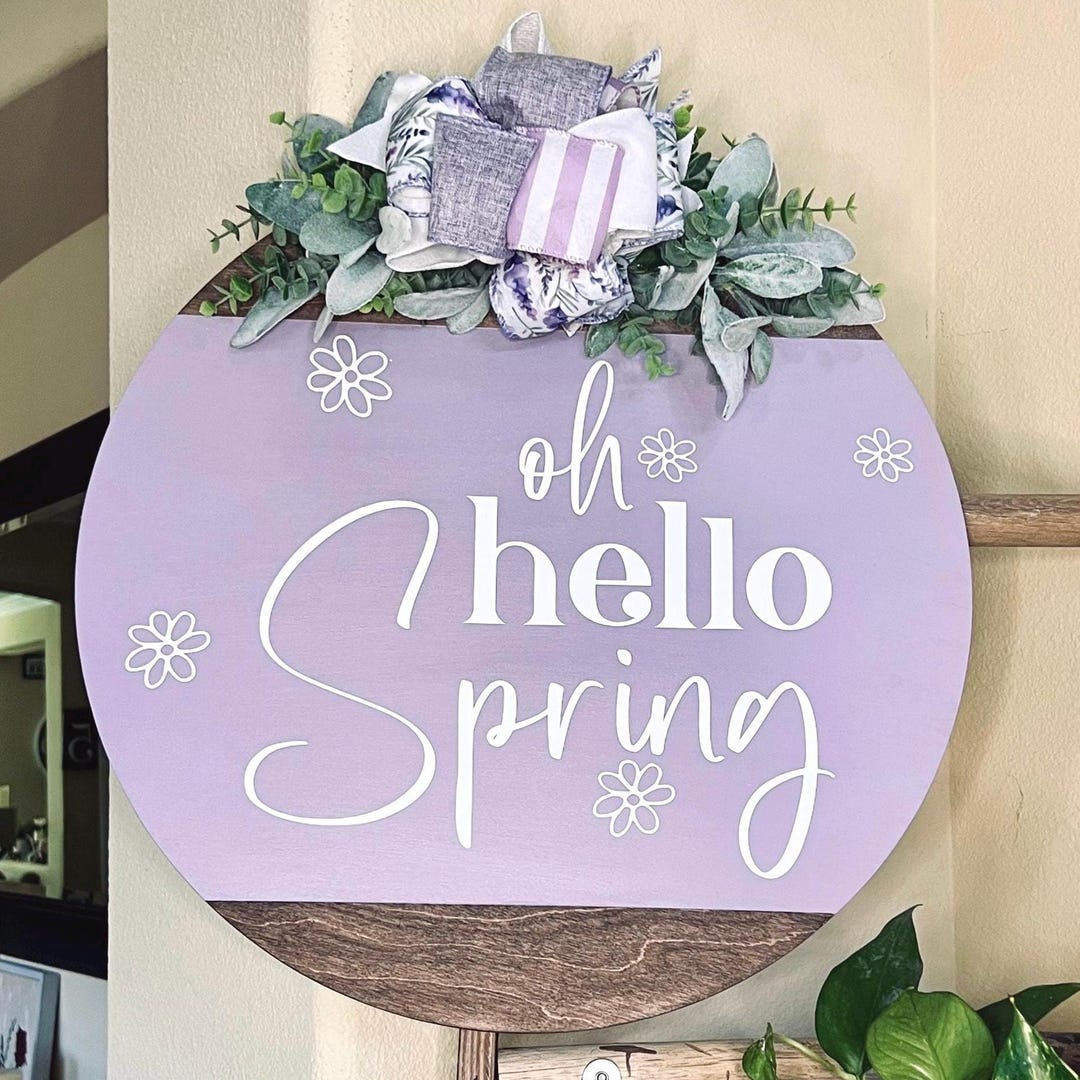 Spring Door Decor, Spring Door Sign, Oh Hello Spring, Spring Front Door ...