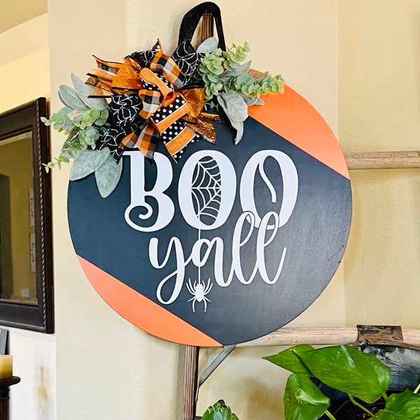 Halloween Door Decor, Halloween Welcome Sign, Halloween Door Hanger, Spooky Wooden Door Wreath