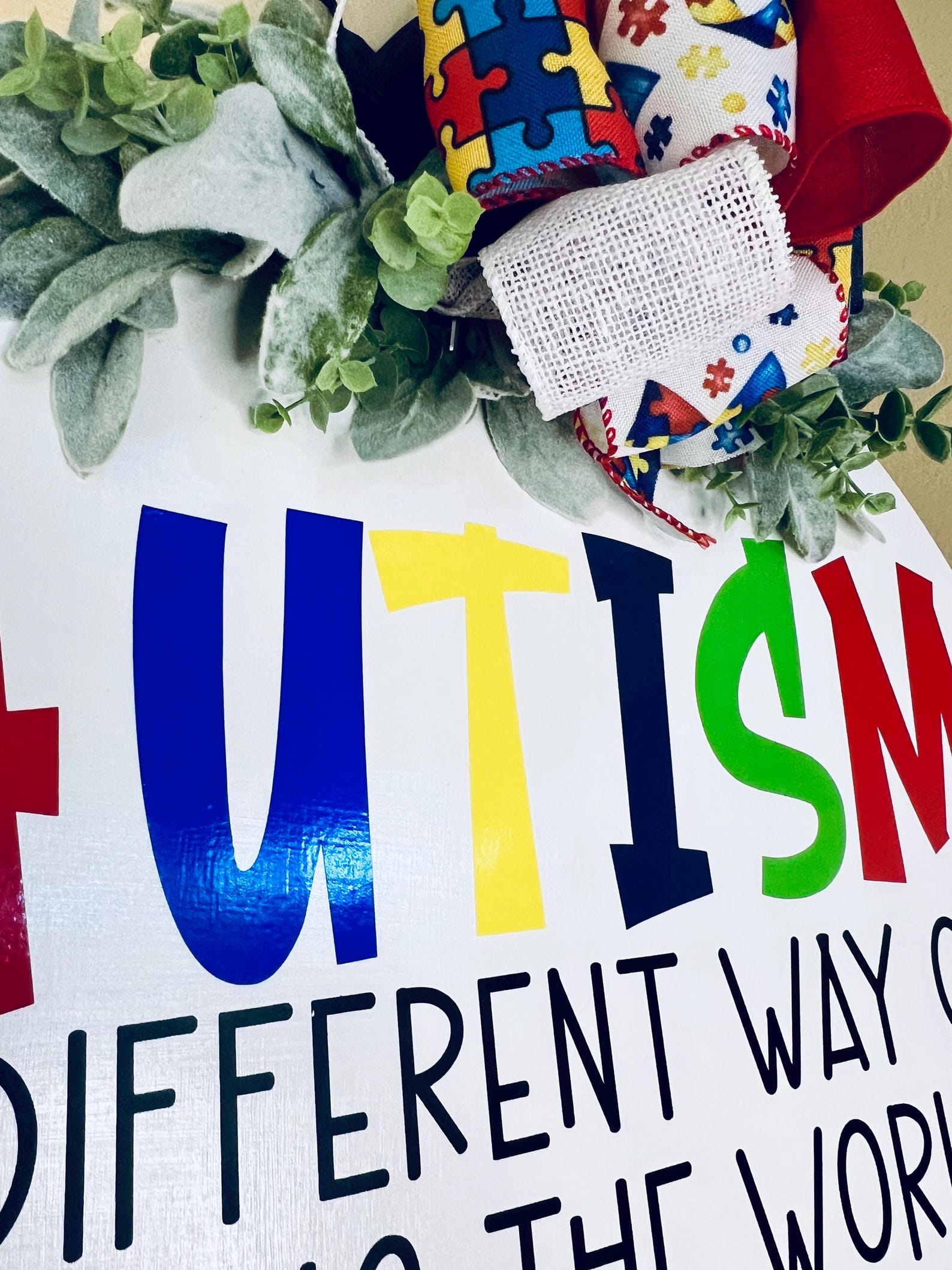 Autism Awareness Door Sign, Front Door Decor, Front Door Hanger, Autism ...