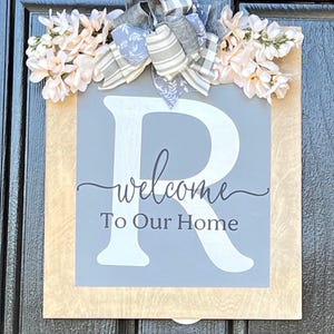 Monogram Front Door Sign, Welcome Door Decor, Family Name Sign,  Front Door Hanger, Front Door Wreath, Everyday Door Sign