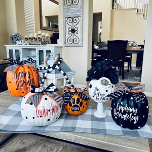 Personalized Pumpkins, Halloween Faux Pumpkins, Last Name Pumpkins, Porch Pumpkins, Halloween Decor, Small Custom Pumpkin