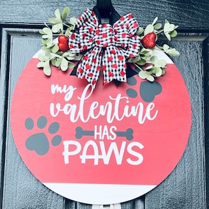 Cartello porta per cani di San Valentino, appendino porta per San Valentino, cartello porta per cani, ghirlanda porta per San Valentino