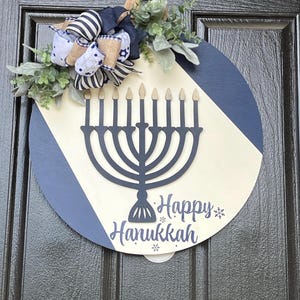 Front Door Decor, Happy Hanukkah Door Sign, Hanukkah Door Hanger, Front Door Wreath, Happy Hanukkah