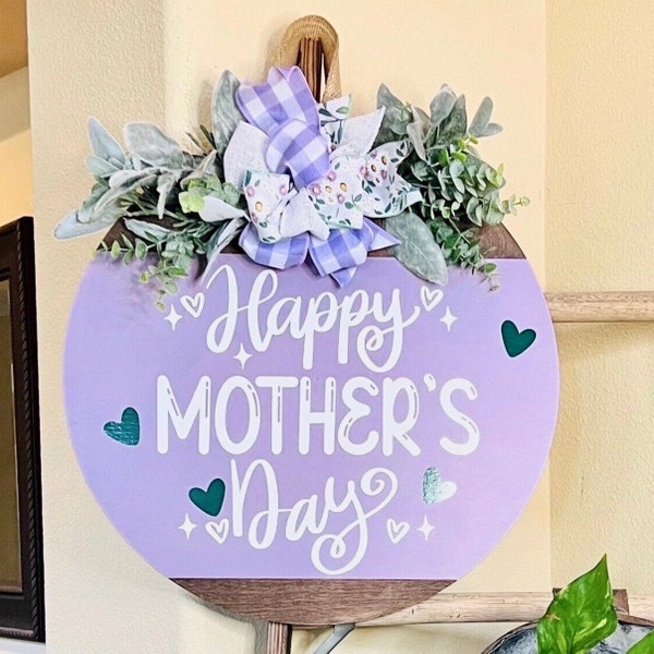 Front Door Decor, Mothers Day Door Sign, Front Door Hanger, Welcome Door Wreath, Happy Mothers Day, Gift For Mom