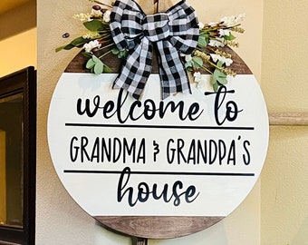 Front Door Decor, Grandparents Door Hanger, Welcome Door Sign, Grandparent sign, Everyday Door Wreath