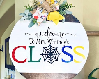 Interchangeable Teacher Door Sign: Welcome to My Class, Personalized Classroom Decor