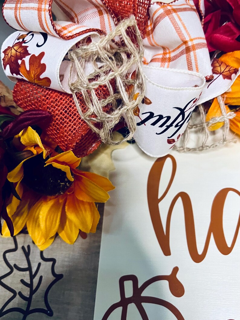 Fall Front Door Decor, Happy Fall Y’all Door Sign, Welcome Door Hanger, Fall Wood Door Wreath, Autumn Door Sign, Pumpkin Door Decor image 6