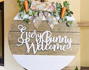 Pasen-voordeurdecor, paasdeurhanger, paasdeurbord, paaskrans, paashaasdecor
