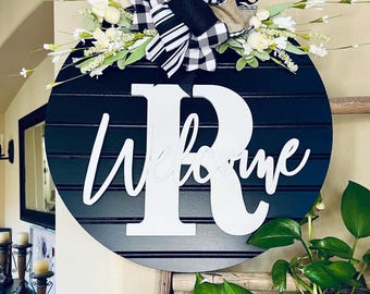 Monogram Front Door Decor, Monogram Door Hanger, 3D Last Name Door Sign, Personalized Front Door Wreath, Everyday Door Sign, Wedding Gift