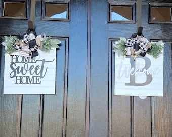 Double Door Front Door Decor, Double Door Signs, Double Door Wreath, Welcome Double Door Hanger, Personalized Door Signs, Double Door Decor