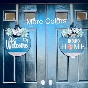 Interchangeable Signs For Double Door, Seasonal Door Hangers, Front Door Decor, interchangeable Wreaths, Everyday Door Signs