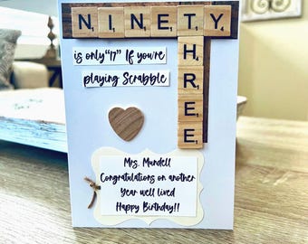 Scrabble Birthday Card, Personalized Scrabble Birthday Greeting, Fun Birthday Card