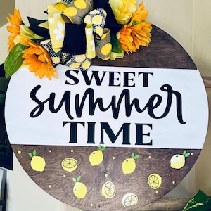 Summer Front Door Decor, Welcome Door Hanger, Sweet Summertime Door Sign, Summer Front Door Wreath, Lemon Door Decor, Summer Welcome