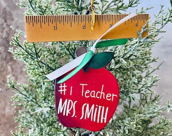 Personalized Teacher Ornament: Apple Keepsake, Custom Name
