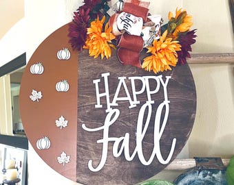 Fall Front Door Sign, Autumn Door Hanger, Fall Door Wreath, Fall Door Decoration, Thanksgiving Door Sign, Hello Fall Door Hanger