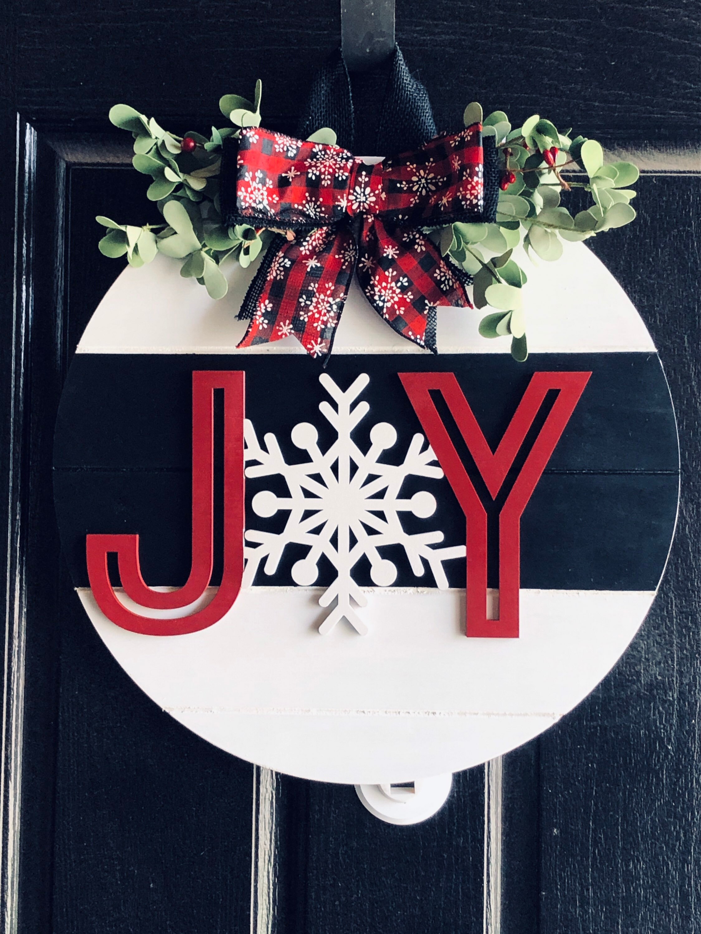 Joy Christmas Sign Front Door Hanger Front Door Decor Etsy