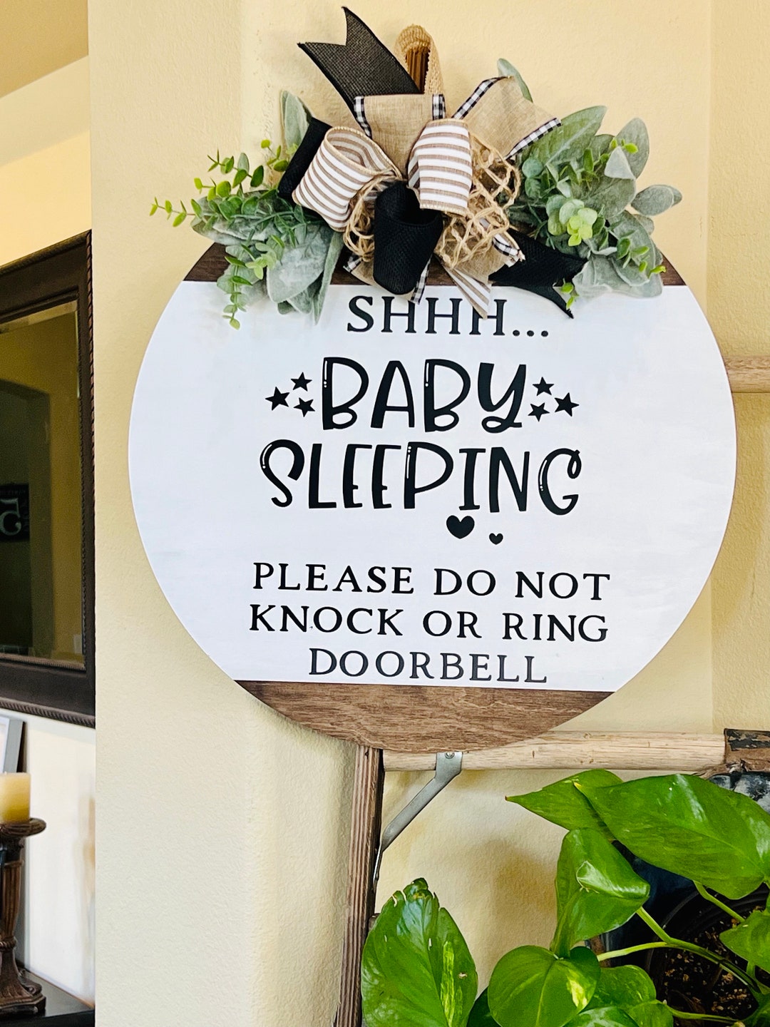 Baby Sleeping Sign Front Door Do Not Knock Newborn Baby - Etsy