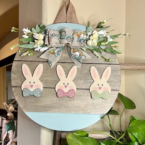 Easter Welcome Door Sign, Farmhouse Door Hanger, Easter Decoration Door, Wood Wreath