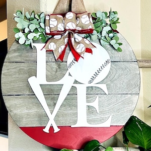 Decor honkbal voordeur, houten krans honkbal, deurhanger honkbal, bord honkbal, honkbalcadeau, welkomstbordje