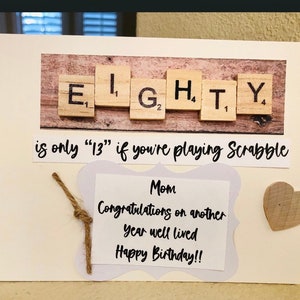 Scrabble 80th Birthday Card, Personalized Birthday Card, Milestone Birthday Greeting