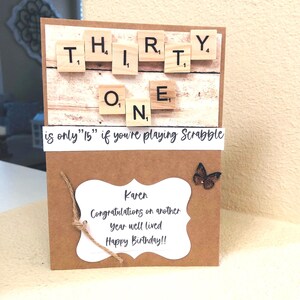 Cartão de aniversário com número de Scrabble, cartão de aniversário personalizado, cartão de felicitações de Scrabble