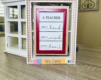 Personalized Teacher Gift Sign, Custom Teacher Name Sign, End of Year Teacher Appreciation Gift, Classroom Decor, Wooden Framed Sign