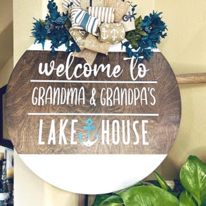 Lake House Front Door Decor, Welcome To Grandma and Grandpa’s Lake House Door Sign, Grandparents Welcome Wreath, Lake House Door Hanger
