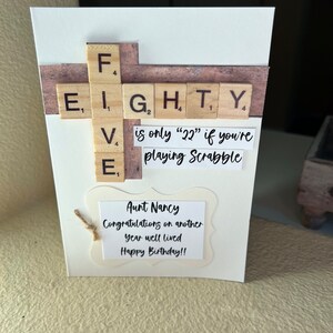 Cartão de aniversário Scrabble, saudação de aniversário Scrabble personalizada, cartão de aniversário divertido